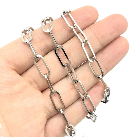 304 Stainless Steel Paperclip Chain Rectangular Cross Link Chain For DIY Jewelry Making Hip Hop Minimalist Fashion Accessory