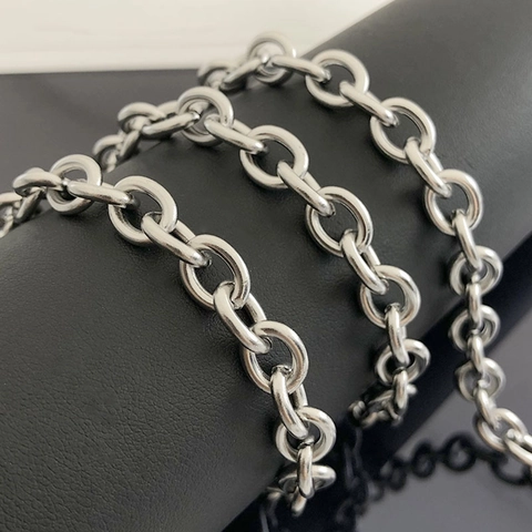 Edelstahl Dicke O-Kette Hip-Hop Rolo Gliederkette DIY Schmuckzubehör Für Halskette Armband Herstellung Silberton