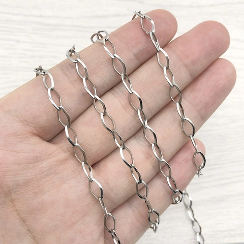 Stainless Steel Diamond Four-Corner Chain For DIY Jewelry Making Necklace Bracelet Mask Chain Accessory 0.8mm Thickness