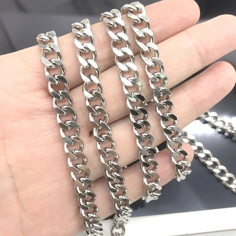 Minimalist Stainless Steel Cuban Curb Chain For DIY Jewelry Making High Quality Silver Color Metal Links For Necklace Bracelet Crafting
