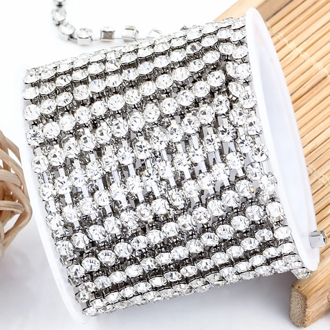 Stainless Steel Rhinestone Claw Chain 2mm 3mm Silver Crystal Cup Chain For DIY Jewelry Making Necklaces Bracelets Accessories
