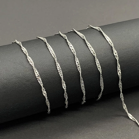 Stainless Steel Water Wave Chain For DIY Jewelry Making Twisted Link Necklace Bracelet Finding Accessory Components