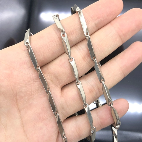 Stainless Steel Oblique Smooth Chain DIY Necklace Bracelet Findings Minimalist Hip Hop Geometric Link Spool Accessory