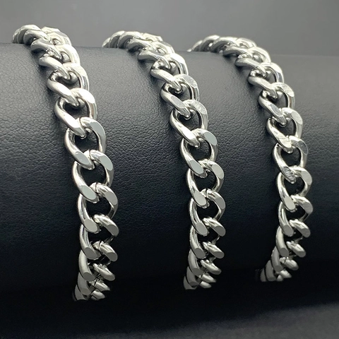 Chaîne à Maillons Cubains en Acier Inoxydable pour la Fabrication de Bijoux DIY Collier Bracelet Accessoires Chaîne en Métal
