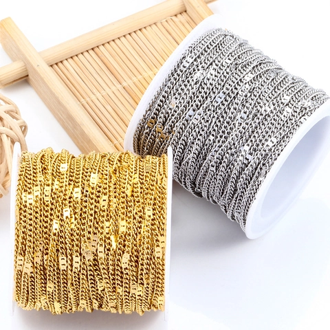 Roestvrij Stalen Afgeplatte Schakelketting Voor DIY Sieraden Maken Benodigdheden Ketting Armband Craft Minimalistische Metalen Ketting