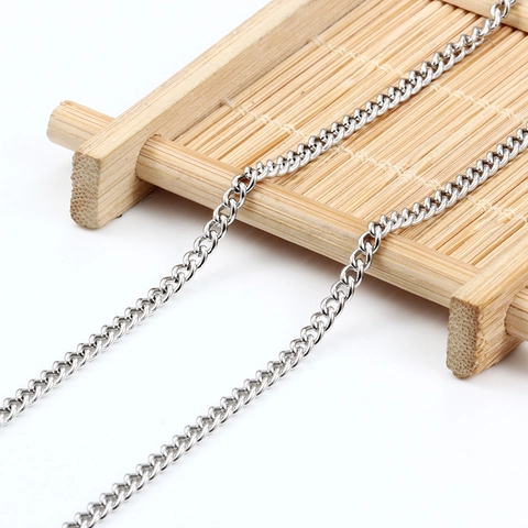 Chaîne Gourmette en Acier Inoxydable Maillons Plats Pour DIY Collier Bracelet Accessoires Bijouterie Plaqué Or Argent