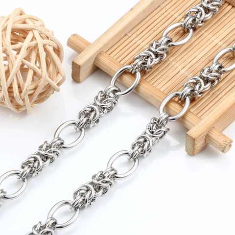 Stainless Steel Byzantine Weave Chain DIY Jewelry Making Punk Hip Hop Necklace Bracelet Smooth Oval Link Accessory Steel Color