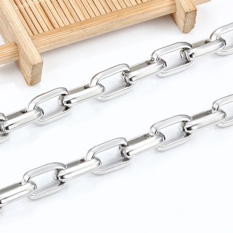 Stainless Steel Trapezoid Cuban Link Chain For DIY Jewelry Making Hip Hop Punk Silver Paperclip Chain Accessory Accessory