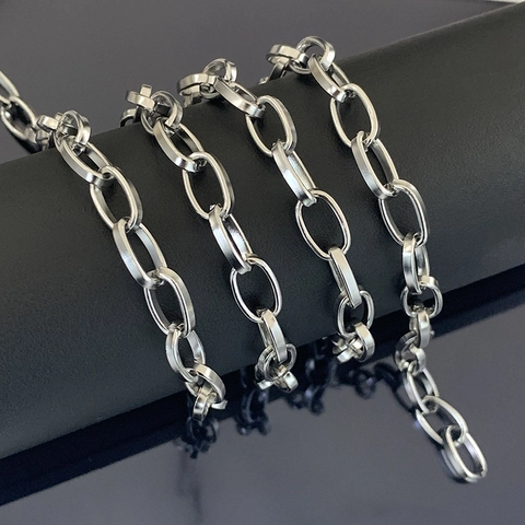 Catena O-Chain Ovale Piatta in Acciaio Inossidabile per Creazione di Collane e Bracciali DIY Stile Boyfriend Gioielli