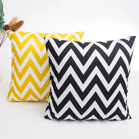 Fodera per Cuscino in Poliestere a Motivo Geometrico a Onde Moderna Semplice Stampa Chevron per Divano Casa Soggiorno Decorazione