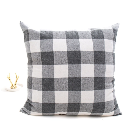 Fodera per Cuscino Scozzese Grigio Nordico Moderno Minimalista In Misto Cotone Poliestere Federa per Cuscino per Divano Soggiorno