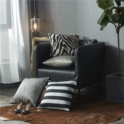 Moderner Kissenbezug Mit Zebra Leoparden Streifen Und Uni Muster Hochdichter Polyester Dekokissenbezug Für Sofa Zuhause