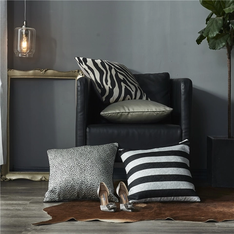 Moderner Kissenbezug Mit Zebra Leoparden Streifen Und Uni Muster Hochdichter Polyester Dekokissenbezug Für Sofa Zuhause