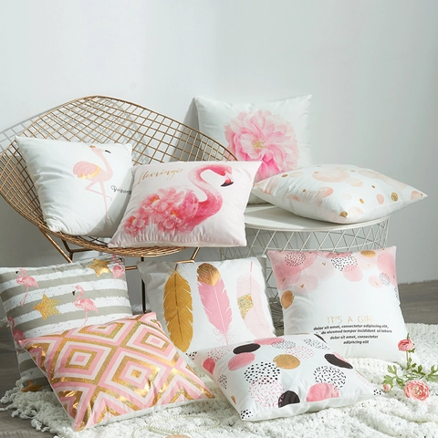 Taie d'Oreiller Minimaliste Moderne Marquage à l'Or Laser Peluche Housse de Coussin Décorative pour Canapé Maison Cadeau