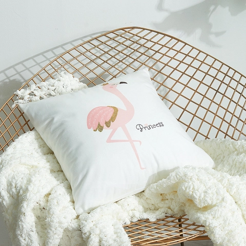 Taie d'Oreiller Minimaliste Moderne Marquage à l'Or Laser Peluche Housse de Coussin Décorative pour Canapé Maison Cadeau