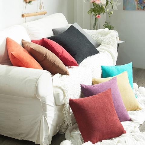 Chenille Einfarbig Kopfkissenbezug Weich Dick Deko Kissenhülle Modern Minimalistisch Für Sofa Couch Wohnzimmer Deko