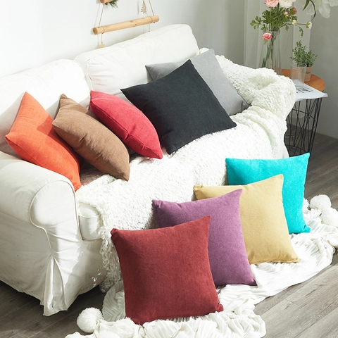 Chenille Einfarbig Kopfkissenbezug Weich Dick Deko Kissenhülle Modern Minimalistisch Für Sofa Couch Wohnzimmer Deko