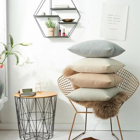 Housse De Coussin Couleur Unie En Velours Doux Taie Oreiller Décorative Carrée Nordic Pour Canapé Lit Chambre Salon Décor Maison
