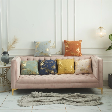 Funda de Almohada Decorativa de Lana de Cordero con Palmeras Bronceadas Estilo Tropical Costero Cubierta de Cojín Para Sofá Sala Decoración