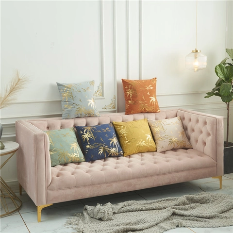 Funda de Almohada Decorativa de Lana de Cordero con Palmeras Bronceadas Estilo Tropical Costero Cubierta de Cojín Para Sofá Sala Decoración