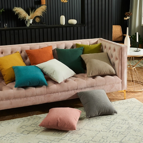 Holland Samt Geprägter Kissenbezug Rautenmuster Dekorativer Kopfkissenbezug Sofa Wohnzimmer Modern Minimalistisch Deko