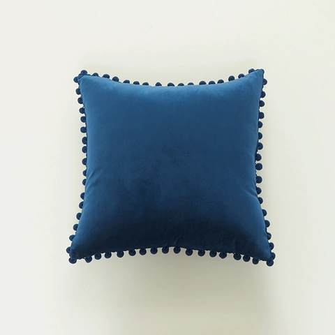 Nordisch Holländischer Samt Dekorativer Kissenbezug Mit Pompons Einfarbig Wurfkissenhülle Für Sofa Wohnzimmer Schlafzimmer