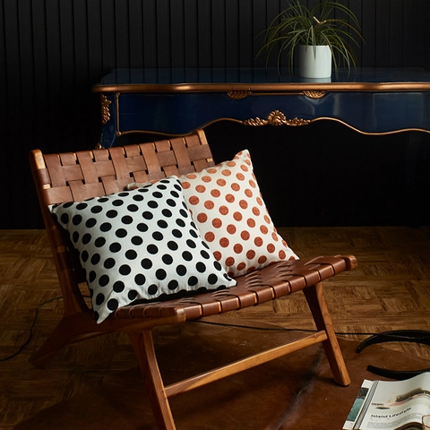 Modern Polka Dot Polyester Chenille Pillowcase Cushion Cover Black Orange Square Rectangular Decorative Pillowcase For Sofa Home Decor