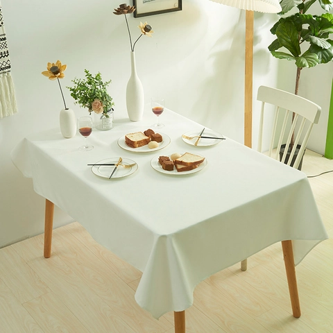 Nordic Minimalist Solid Color Polyester Tablecloth Waterproof Washable Rectangular Dining Table Cover For Home Cafe Restaurant