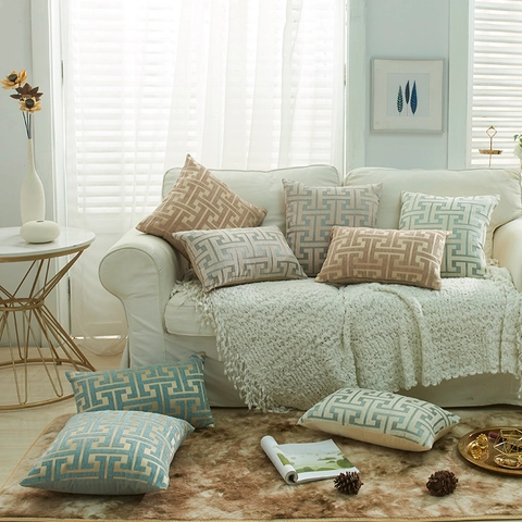 Lussuosa Federa in Ciniglia Geometrica Greca Copricuscino per Divano Jacquard Arredamento Casa Moderno Minimalista