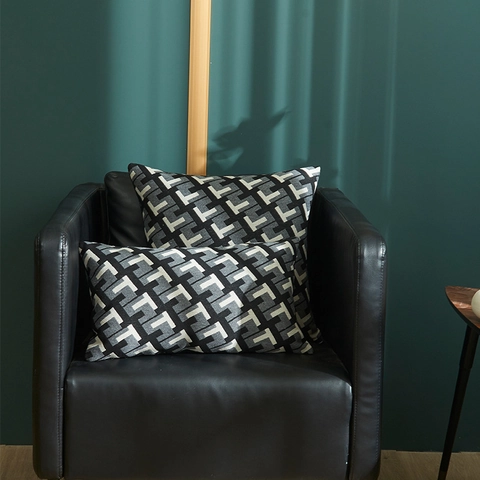 Housse de Coussin Décorative à Motif Géométrique en T Toile de Coton Taie d'Oreiller de Canapé Jacquard Moderne Décoration de Maison