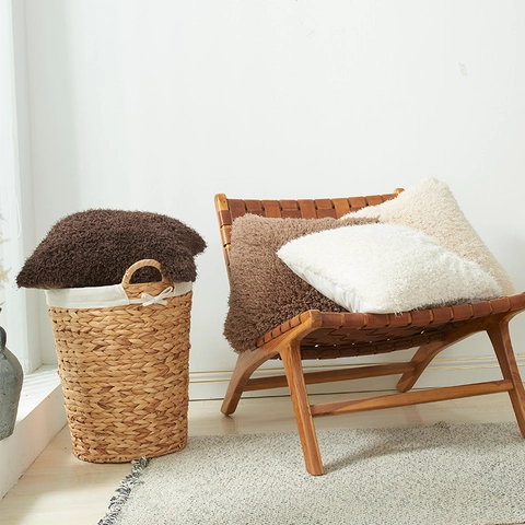 Effen Kleur Ruig Kunstbont Pluche Kussensloop Noordse Decoratieve Zachte Sierkussenhoes Voor Sofa Woonkamer Slaapkamer Huis Decor