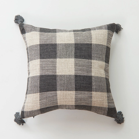 Bohemian Cotton Linen Cushion Cover With Tassels Plaid Striped Geometric Sofa Pillowcase Decorative Throw Pillow Case For Home Living Room Decor