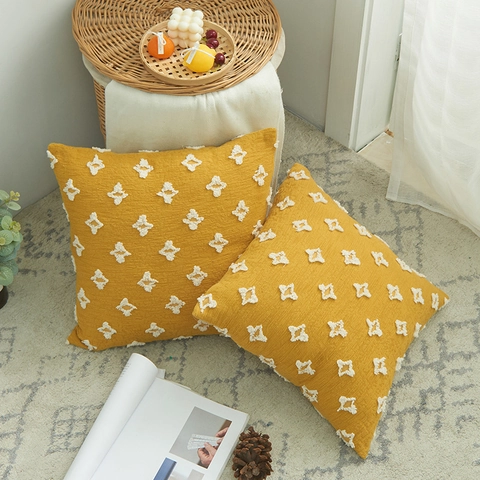 Fodera per Cuscino a Ciuffi in Stile Bohemien con Motivo a Stella Misto Cotone Federa Decorativa per Divano Soggiorno Casa