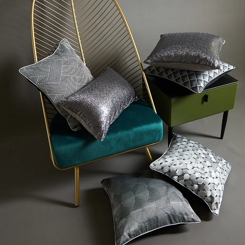 Moderner Luxus Hochpräziser Garngefärbter Pailletten Kissenbezug Geometrisch Bestickte Kissenhülle Dekorativer Sofa Kissenbezug
