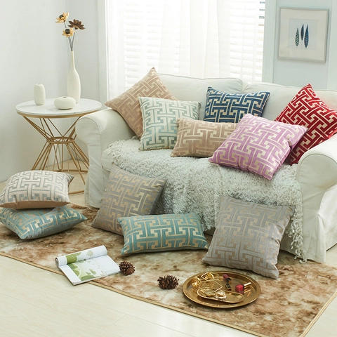 Fodera per Cuscino Geometrica Moderna in Ciniglia Greca Classica Europea Jacquard Fodera per Cuscino Decorativa per Divano Casa Decor