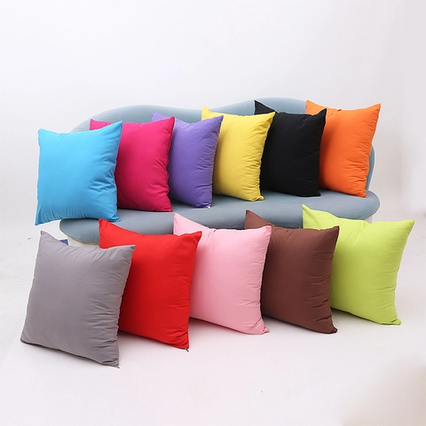 Modern Minimalist Square Solid Color Brushed Polyester Cushion Cover For Sofa Living Room Decor With Hidden Zipper