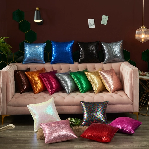 Fodera per Cuscino Natalizia con Paillettes Scintillante Copricuscino per Divano Soggiorno Decorazione per Feste Vacanze Moda Morbida
