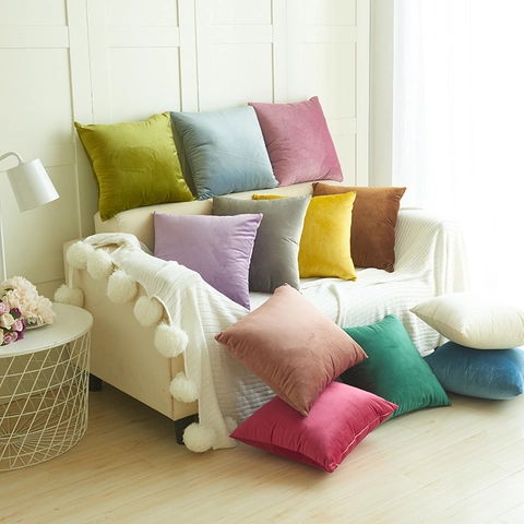 Solid Color Dutch Velvet Decorative Throw Pillow Cover Soft Plush Cushion Case For Sofa Living Room Bedroom Square Pillowcase