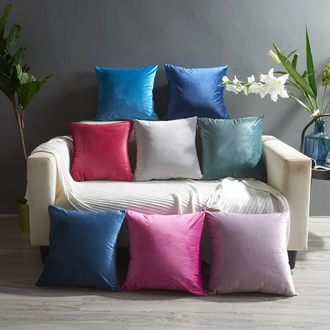 Solid Color Dutch Velvet Decorative Throw Pillow Cover Soft Plush Cushion Case For Sofa Living Room Bedroom Square Pillowcase