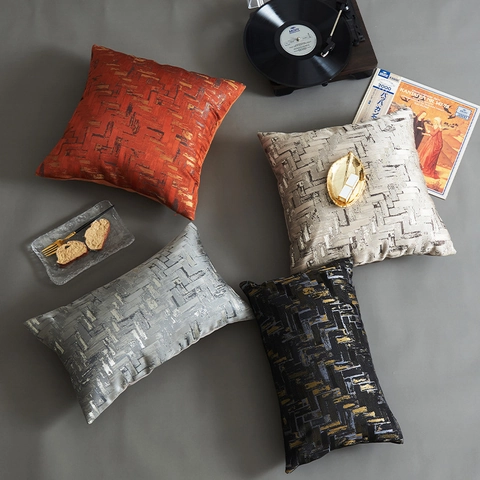Moderne Luxe Jacquard Geometrisch Patroon Kussensloop Metalen Textuur Abstract Decoratieve Kussenhoes Voor Sofa Bed Woonkamer Home Decor