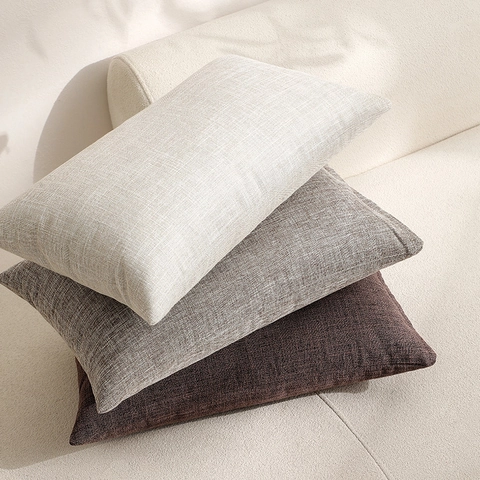 Japanischer Minimalistischer Einfarbiger Baumwollleinen Kissenbezug Strukturierter Dekorativer Kissenbezug Für Sofa Bett Dekor