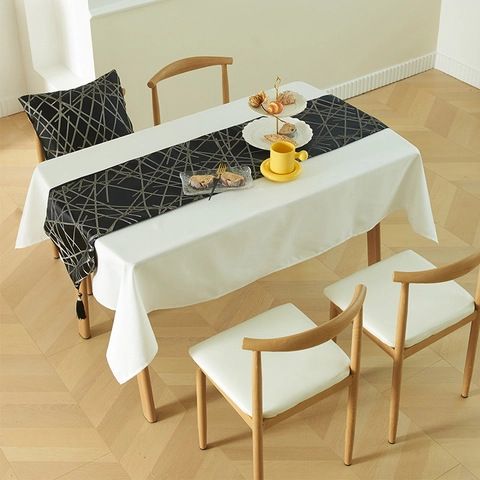 Moderner Minimalistischer Geometrischer Linien Tischläufer Mit Quasten Für Esstisch Küche Wohnzimmer Party Heimdekoration Eleganter Polyester Läufer