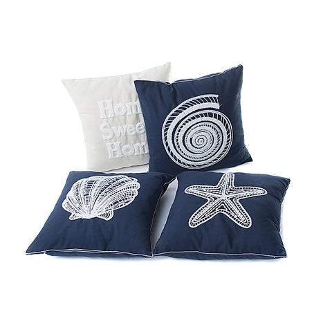 Modern Minimalistisch Marine Stickerei Kissenbezug Ozean Seestern Muschel Muster Kissenhülle Für Sofa Haus Dekor