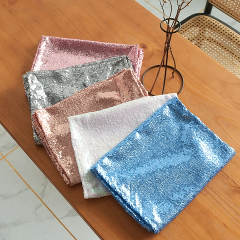 Modern Minimalist Sequin Table Runner Sparkling Sequin Fabric Tablecloth For Wedding Party Hotel Banquet Home Table Decoration