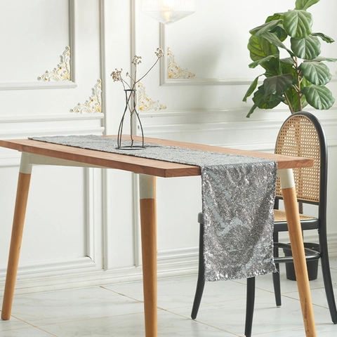 Modern Minimalist Sequin Table Runner Sparkling Sequin Fabric Tablecloth For Wedding Party Hotel Banquet Home Table Decoration