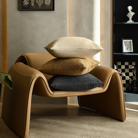 Federa Decorativa in Filato di Ciniglia di Poliestere Minimalista Moderna Tinta Unita Ispessita Per Divano Decorazioni Casa