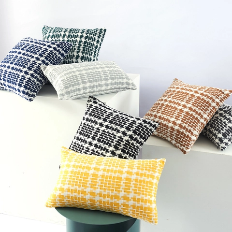 Gestrickter Karierter Kissenbezug Nordic Woven Dekorativer Kopfkissenbezug Für Sofa Couch Schlafzimmer Wohnzimmer Home Decor Weicher Kissenbezug