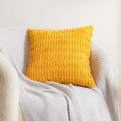 Federa Quadrata in Velluto a Coste Minimalista Moderna Tinta Unita Copricuscino Decorativo per Divano Letto Soggiorno Casa