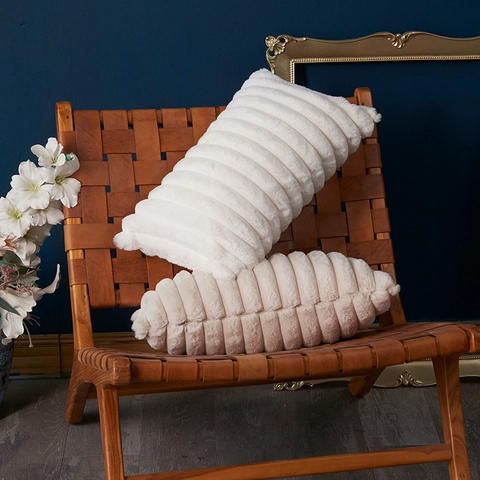 Moderne Zachte Pluche Brede Streep Decoratieve Sierkussen Sloop Dubbelzijdige Verdikte Kussenhoes Voor Sofa Woonkamer Home Decor