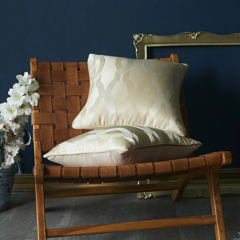 Luxe Hoge Precisie Jacquard Kussensloop Modern Geometrisch Marmeren Textuur Kussenhoes Met Gepaspelde Rand Voor Huisdecoratie
